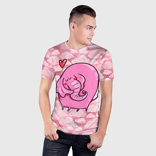 Мужская спорт-футболка Розовый влюбленный слон / 3D-принт – фото 3