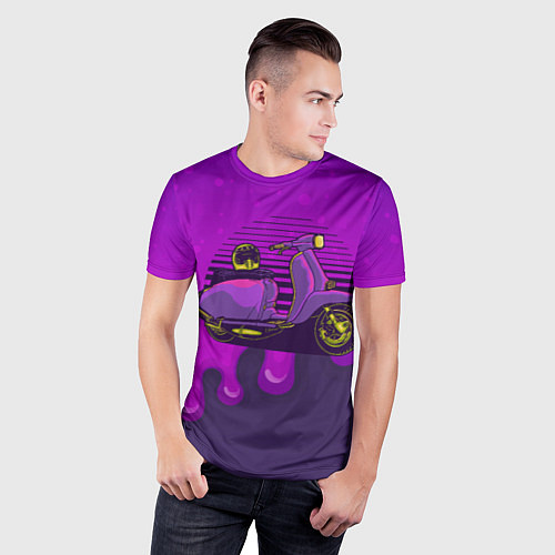 Мужская спорт-футболка Фиолетовый мопед / 3D-принт – фото 3