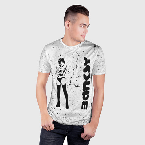 Мужская спорт-футболка Banksy - Бэнкси девушка с мишкой / 3D-принт – фото 3