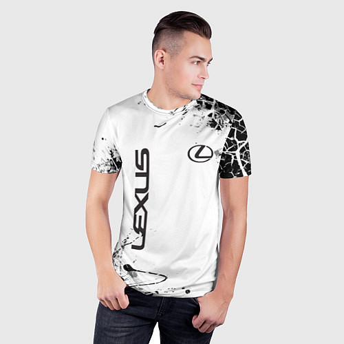 Мужская спорт-футболка Lexus texture Трещины / 3D-принт – фото 3