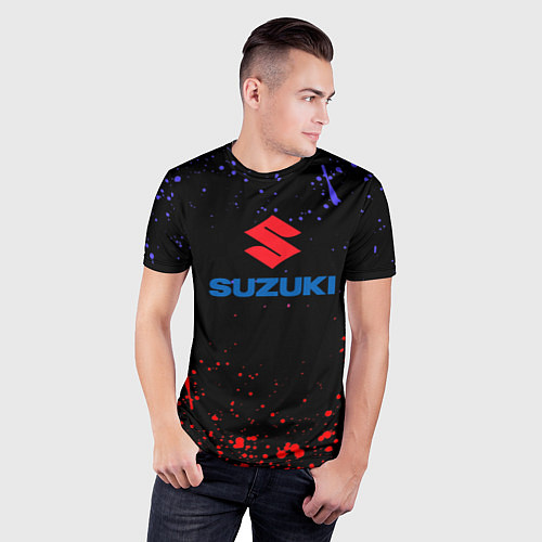 Мужская спорт-футболка SUZUKI брызги красок / 3D-принт – фото 3