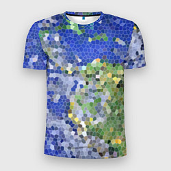 Футболка спортивная мужская Планета Земля - пиксельный рисунок, цвет: 3D-принт