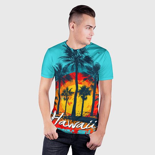 Мужская спорт-футболка Hawaii Солнце, Пальмы / 3D-принт – фото 3