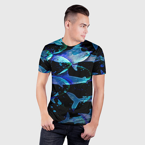 Мужская спорт-футболка На дне морском Акулы / 3D-принт – фото 3
