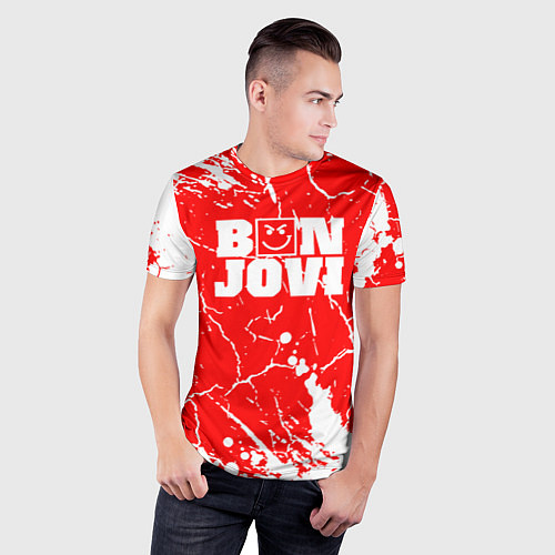 Мужская спорт-футболка Bon jovi Трещины / 3D-принт – фото 3