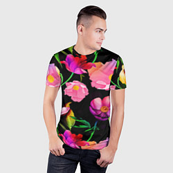 Футболка спортивная мужская Цветочный узор Floral pattern, цвет: 3D-принт — фото 2