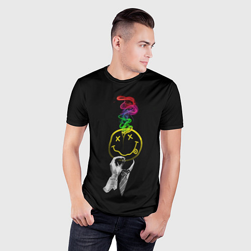 Мужская спорт-футболка NIRVANA цветной дым / 3D-принт – фото 3