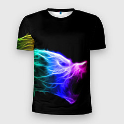 Футболка спортивная мужская Wolf Grin Волк Оскал Неон Neon, цвет: 3D-принт