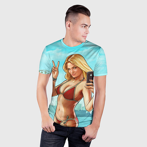 Мужская спорт-футболка GTA Beach girl / 3D-принт – фото 3