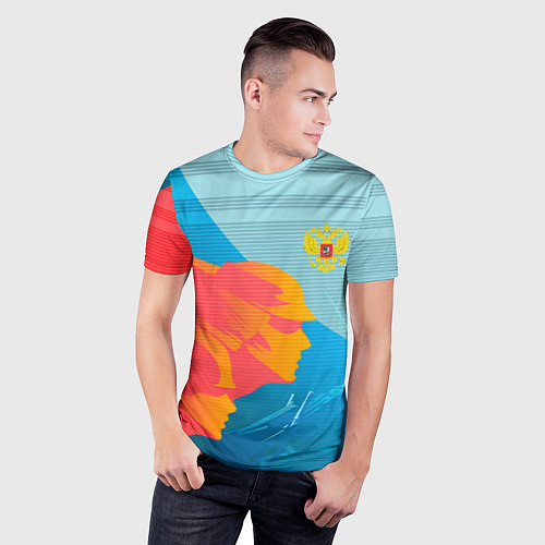 Мужская спорт-футболка Патриот России герб / 3D-принт – фото 3