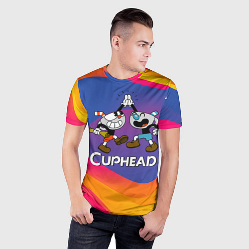 Мужская спорт-футболка Веселые чашечки - Cuphead / 3D-принт – фото 3