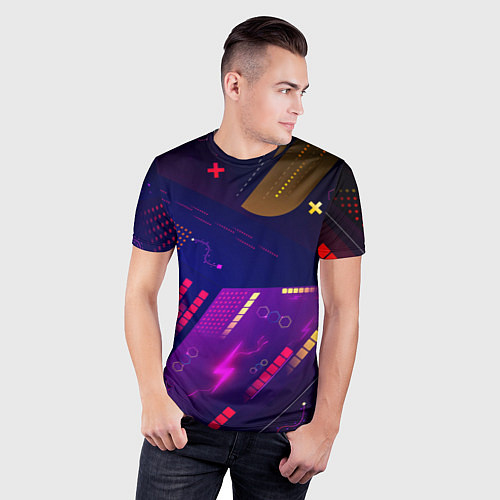 Мужская спорт-футболка Cyber neon pattern Vanguard / 3D-принт – фото 3