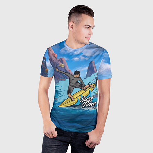 Мужская спорт-футболка Серфинг Surf / 3D-принт – фото 3