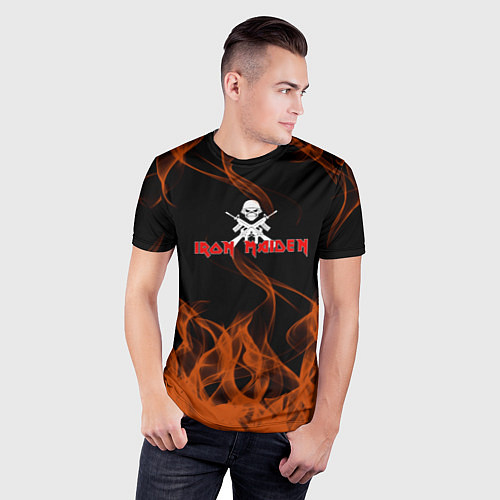 Мужская спорт-футболка Iron maiden огонёк / 3D-принт – фото 3