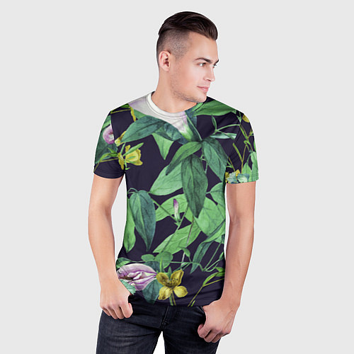 Мужская спорт-футболка Цветы Ботанические / 3D-принт – фото 3