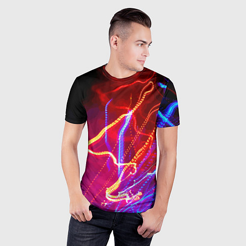 Мужская спорт-футболка Neon vanguard pattern Lighting / 3D-принт – фото 3