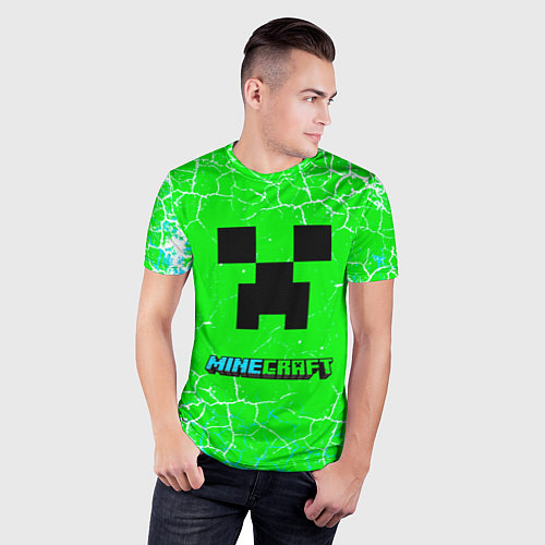 Мужская спорт-футболка Minecraft зеленый фон / 3D-принт – фото 3