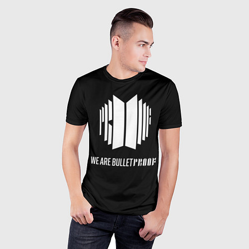 Мужская спорт-футболка BTS WE ARE BULLETPROOF БТС - мы пуленепробиваемые / 3D-принт – фото 3