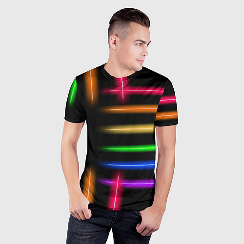 Мужская спорт-футболка Неоновое свечение Minimalism Neon / 3D-принт – фото 3