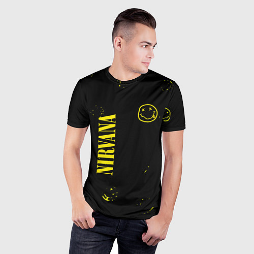 Мужская спорт-футболка Nirvana паттерн смайлы / 3D-принт – фото 3