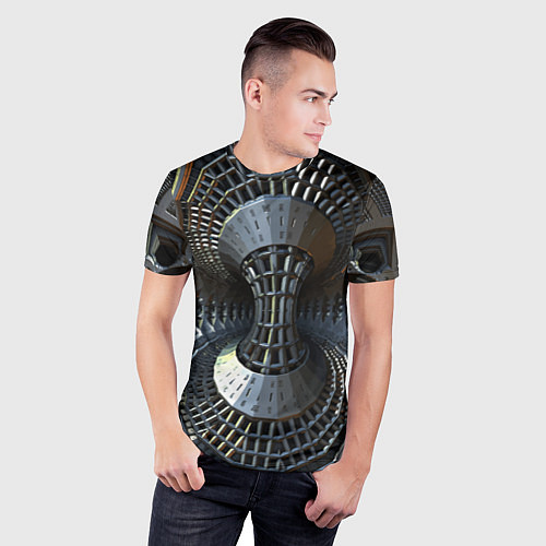 Мужская спорт-футболка Механистический индустриальный паттерн Броня Mecha / 3D-принт – фото 3
