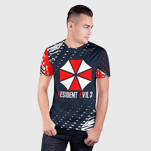 Мужская спорт-футболка Umbrella Corporation Resident Evil Краски / 3D-принт – фото 3