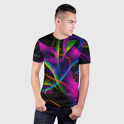 Мужская спорт-футболка Vanguard neon pattern Авангардный неоновый паттерн / 3D-принт – фото 3