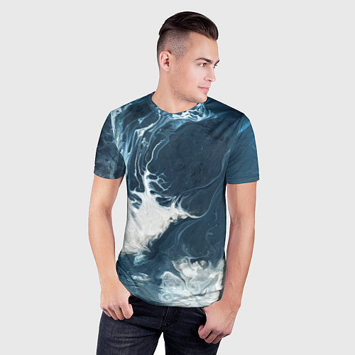 Мужская спорт-футболка Texture of dark waves / 3D-принт – фото 3