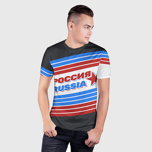 Мужская спорт-футболка Россия - Russia / 3D-принт – фото 3
