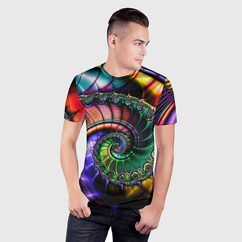 Мужская спорт-футболка Красочная фрактальная спираль Colorful fractal spi / 3D-принт – фото 3