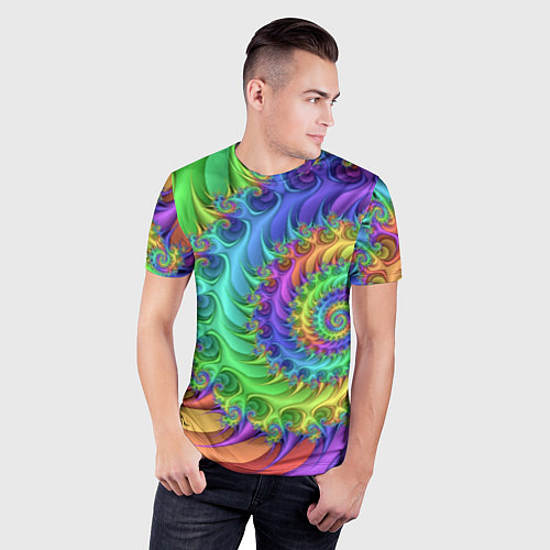 Мужская спорт-футболка Красочная фрактальная спираль Узор Colorful fracta / 3D-принт – фото 3