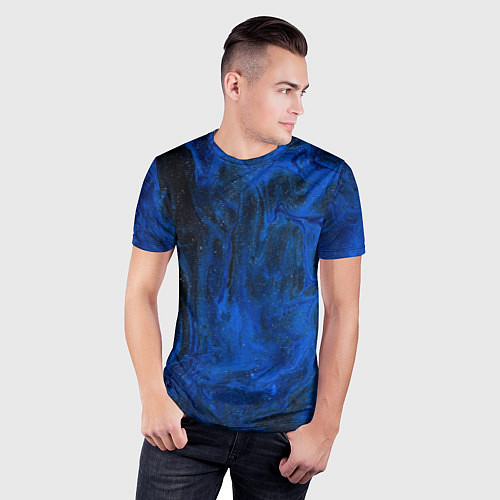 Мужская спорт-футболка Синий абстрактный дым / 3D-принт – фото 3