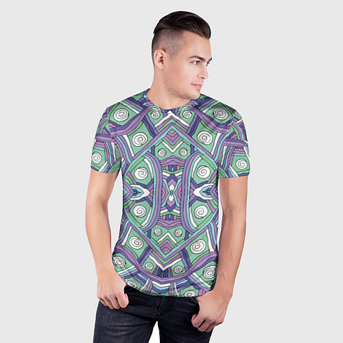 Мужская спорт-футболка Абстрактный разноцветный принт в дудл стиле / 3D-принт – фото 3