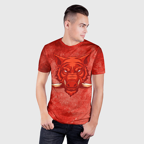 Мужская спорт-футболка Красный кабан / 3D-принт – фото 3