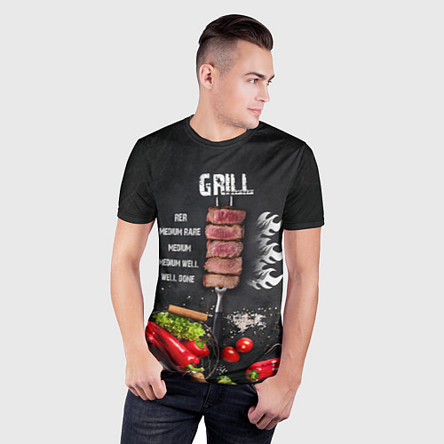 Мужская спорт-футболка Гриль - степени прожарки мяса / 3D-принт – фото 3