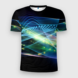 Мужская спорт-футболка Неоновые блуждающие огни Абстракция Neon Wandering