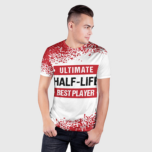 Мужская спорт-футболка Half-Life: красные таблички Best Player и Ultimate / 3D-принт – фото 3