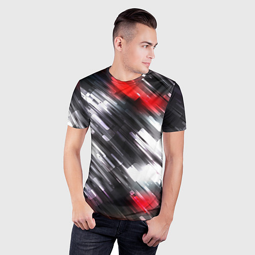Мужская спорт-футболка NEON abstract pattern неоновая абстракция / 3D-принт – фото 3