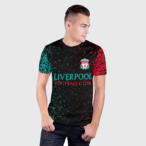 Мужская спорт-футболка Ливерпуль брызги красок / 3D-принт – фото 3