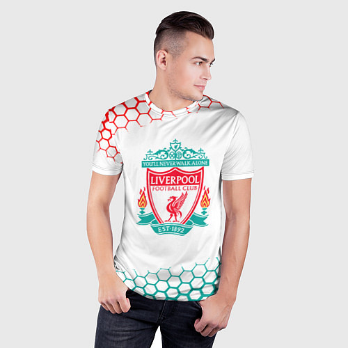 Мужская спорт-футболка Liverpool соты / 3D-принт – фото 3