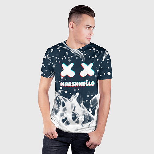 Мужская спорт-футболка Marshmello белый огонь / 3D-принт – фото 3