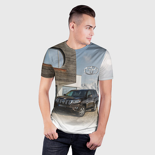 Мужская спорт-футболка Тoyota Land Cruiser Prado у горного коттеджа Mount / 3D-принт – фото 3