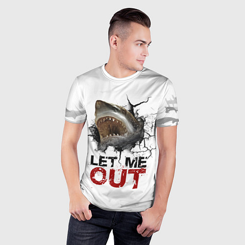 Мужская спорт-футболка Акула Let me out - пасть акулы / 3D-принт – фото 3