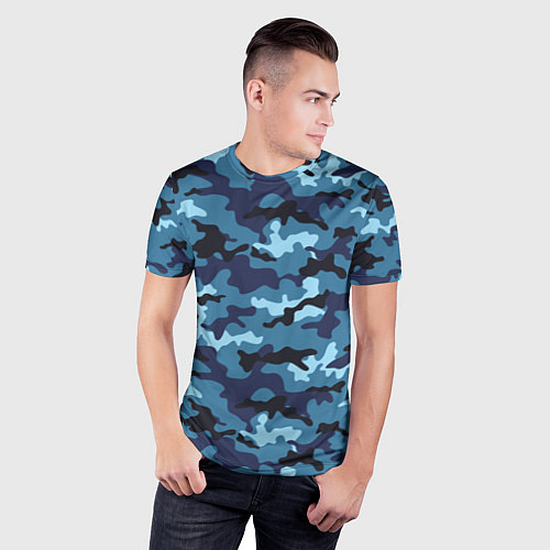 Мужская спорт-футболка Камуфляж Тёмно-Синий Camouflage Dark-Blue / 3D-принт – фото 3