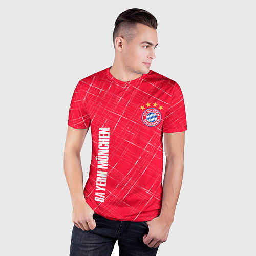Мужская спорт-футболка Bayern munchen Абстрактно выцарапанный фон / 3D-принт – фото 3
