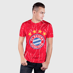 Футболка спортивная мужская Bayern munchen белые царапины на красном фоне, цвет: 3D-принт — фото 2
