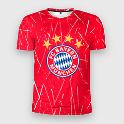 Футболка спортивная мужская Bayern munchen белые царапины на красном фоне, цвет: 3D-принт