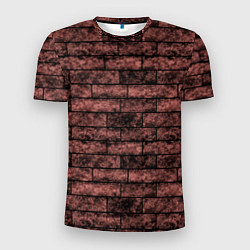 Мужская спорт-футболка Стена из кирпича терракотового цвета Лофт