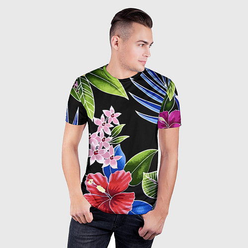 Мужская спорт-футболка Floral vanguard composition Летняя ночь Fashion tr / 3D-принт – фото 3