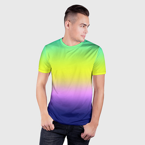 Мужская спорт-футболка Разноцветный размытый фон градиент / 3D-принт – фото 3